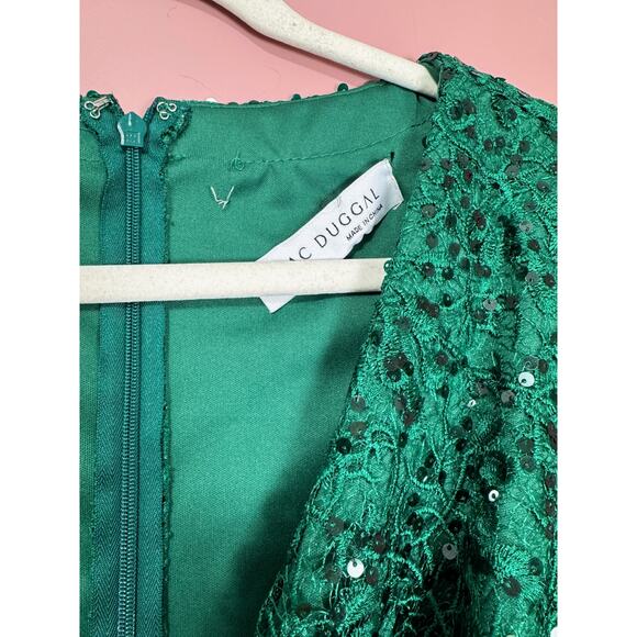 Mac Duggal Embellished Wrap Over Long Sleeve Gown Green Style 68016 Size 6 - Picture 6 of 9